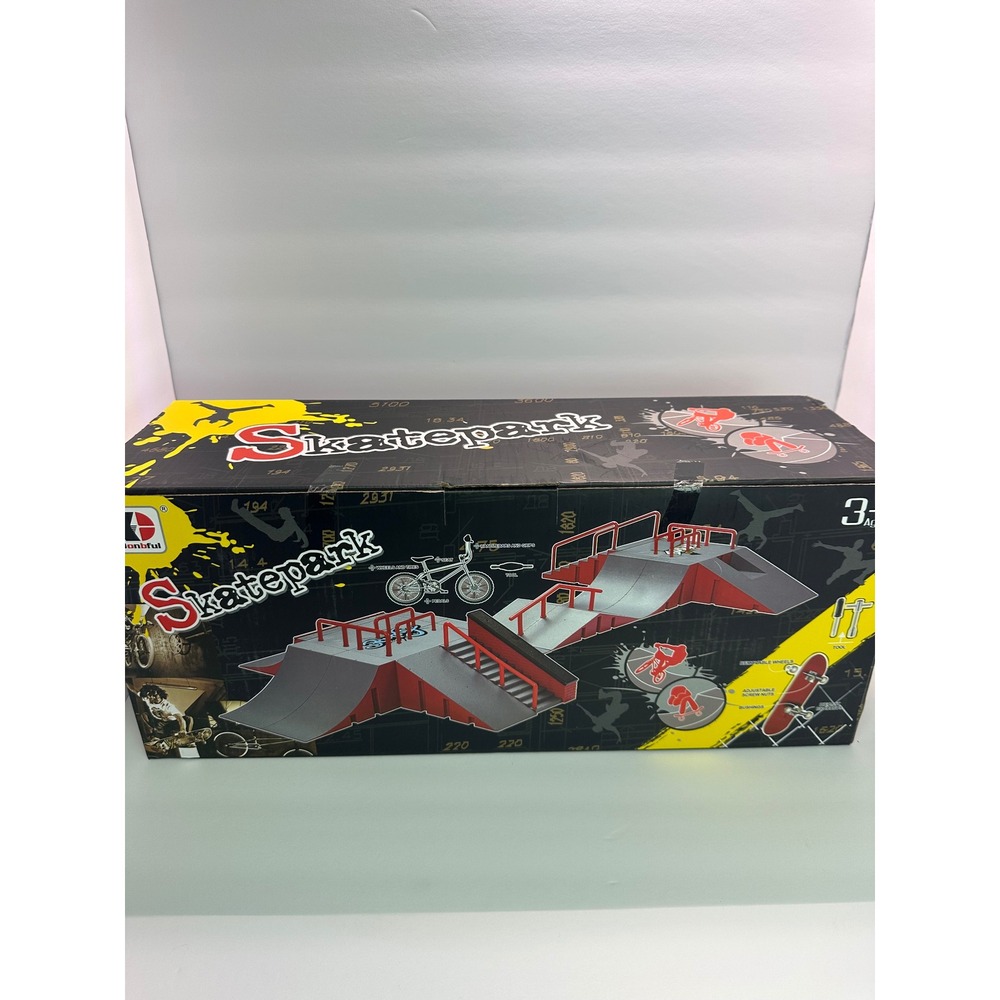 Donbful Skatepark Fingerboard Ramp Set with Mini Skateboard and BMX Bike Toy